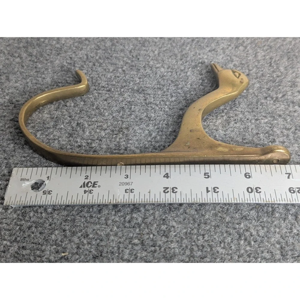 Vintage Brass Duck Goose Head Double Wall Mounted Hook Hanger  7